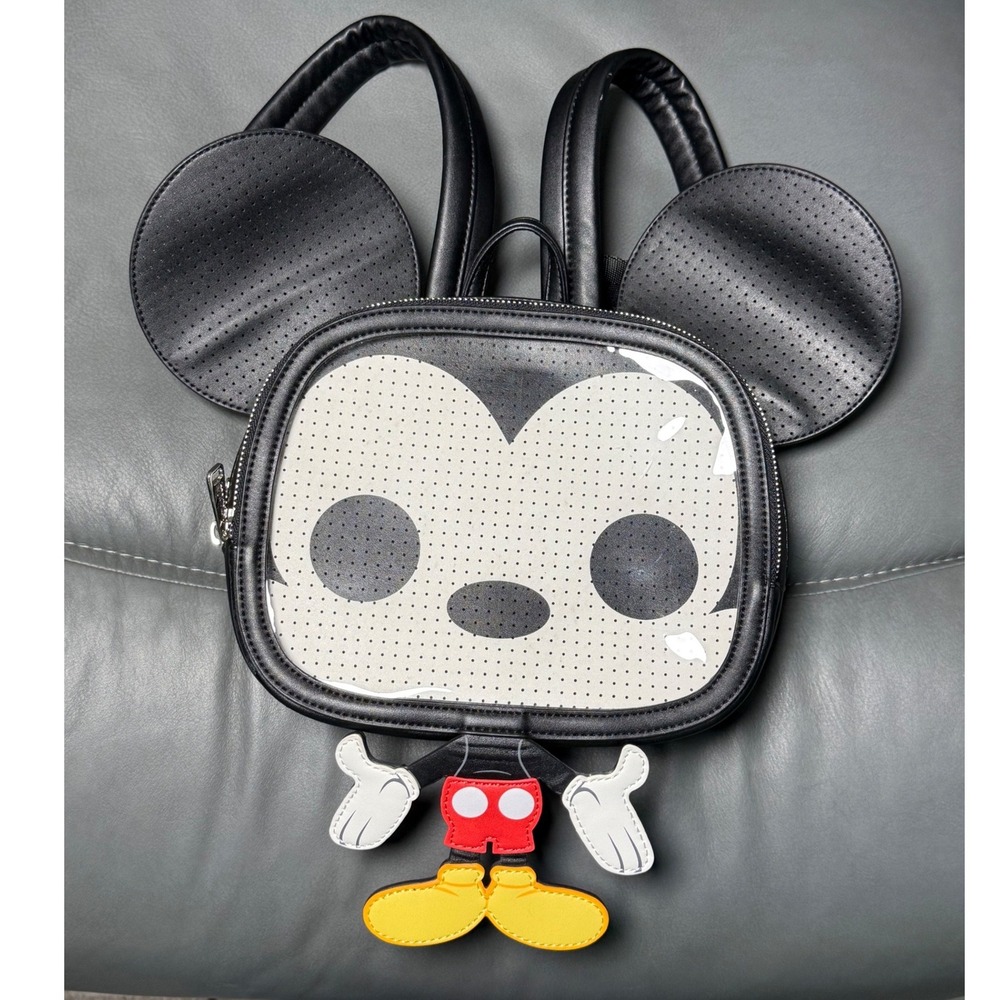 Disney Loungefly Mickey Mouse Pin Trading Mini Backpack Black 3D Ears POP
